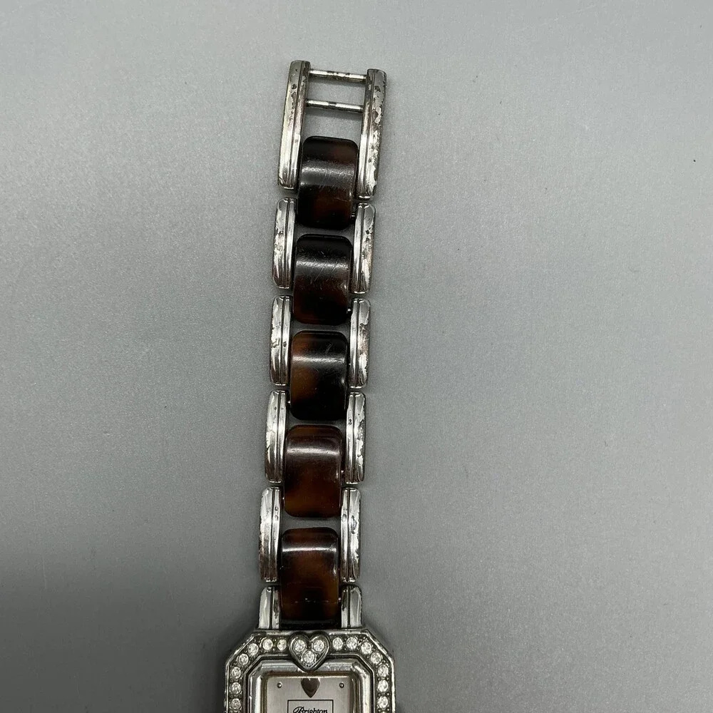 Brighton Encino Womens Watch 23mm Silver Tone Resin Bracelet New Battery 6.75